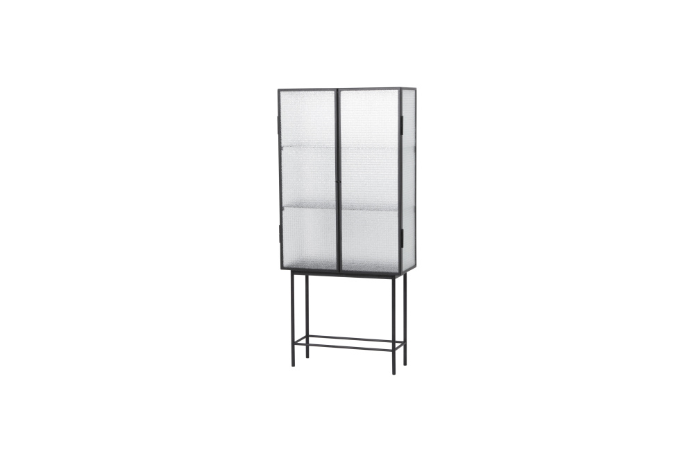 ferm Living Haze Vitrine - Reeded Glass Black, Svart Vitrineskap fra ...